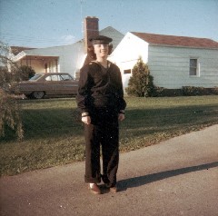 Becky Dorrough in Dad s WW2 Navy Uniform